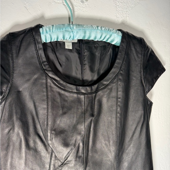 Boston Proper Black Leather Like Mini Dress - Picture 5 of 15